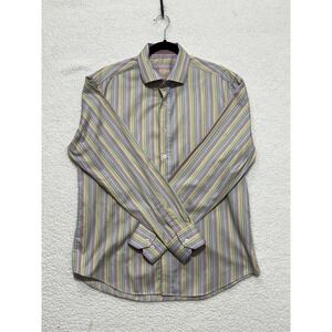 BUGATCHI Men's Striped Dress Shirt Long Sleeve Button Down Casual Formal‎ Cotton